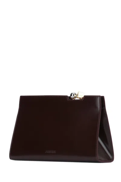 Jacquemus Rectangular Clutch Bag Detachable Strap Handle In Brown