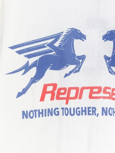 Represent Crew Neck Long Sleeves Graphic Print Trim In White