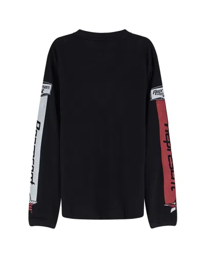 Represent Long Sleeve Crew Neck Graphic Text T-shirt In Black