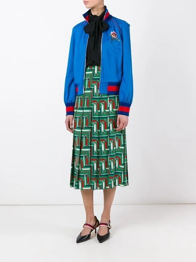 Shop Gucci Bridal Strap Print Skirt In Green