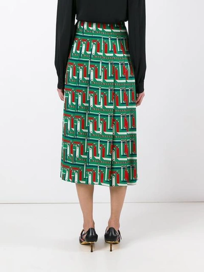 Shop Gucci Bridal Strap Print Skirt In Green