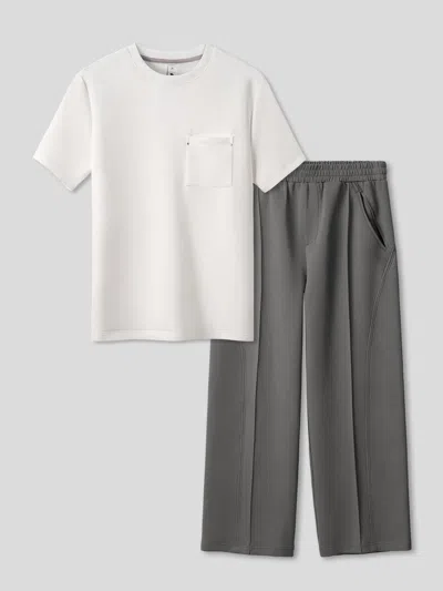 Fioboc Modal Blend Pocket Tee And Cozyapscer Straight Leg Pant Set In Multi