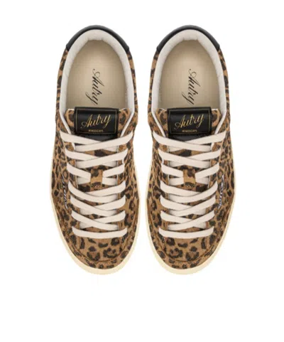 Autry Windscape Low Sneakers In Leopard And Black Suede In Animal Print