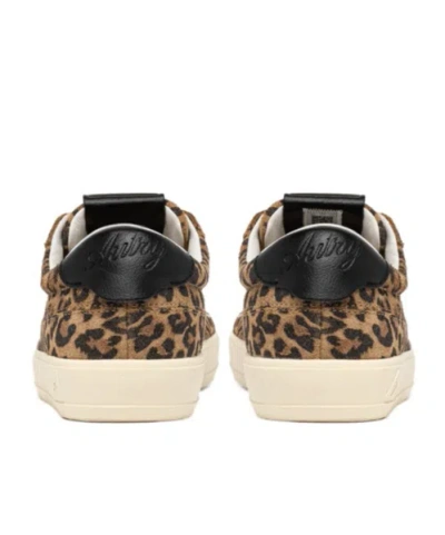 Autry Windscape Low Sneakers In Leopard And Black Suede In Animal Print