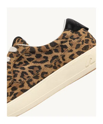Autry Windscape Low Sneakers In Leopard And Black Suede In Animal Print