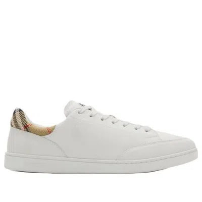 Burberry White Calf Leather Bos Taurus Low Top Sneakers