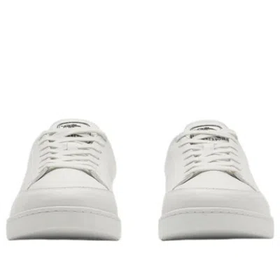 Burberry White Calf Leather Bos Taurus Low Top Sneakers