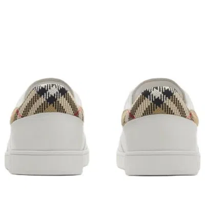 Burberry White Calf Leather Bos Taurus Low Top Sneakers
