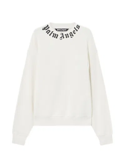 Palm Angels Relaxed-fit Cotton Sweatshirt With Signature Print In White