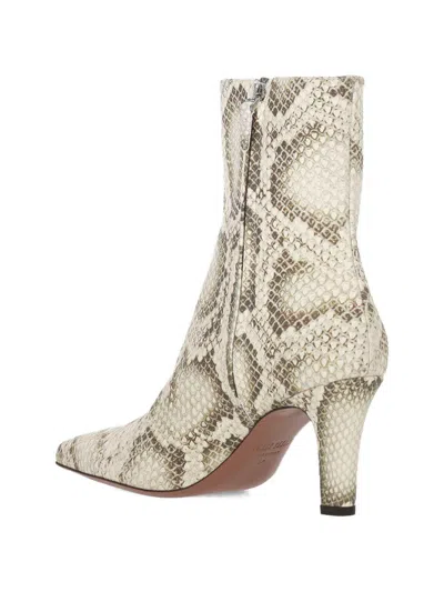 Paris Texas Ankle Boots In Natural Printed Python Leather In Multi