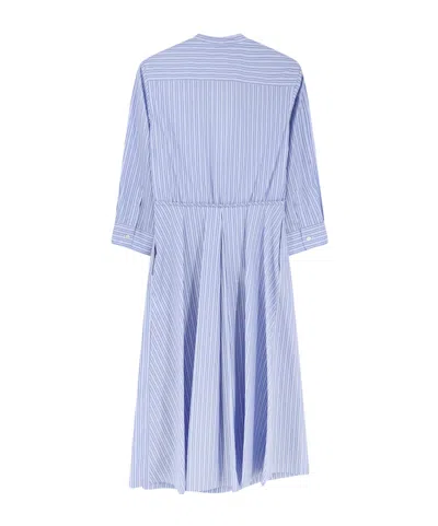 Aspesi Striped Cotton Poplin Dress In Blue