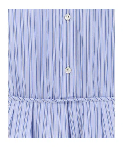 Aspesi Striped Cotton Poplin Dress In Blue