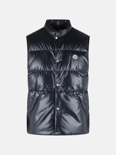 Moncler Restigo Quilted Vest With Logo Patch In Blue