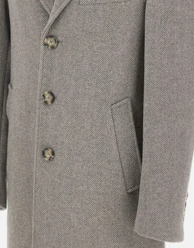 Manuel Ritz Herringbone Single-breasted Coat In Gray