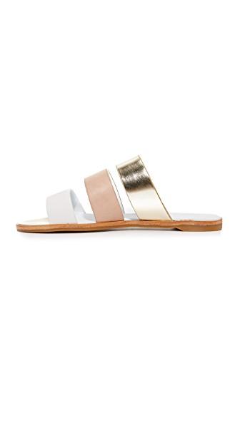 Rachel Zoe Colorblock Strappy Slide Sandals In Beige | ModeSens