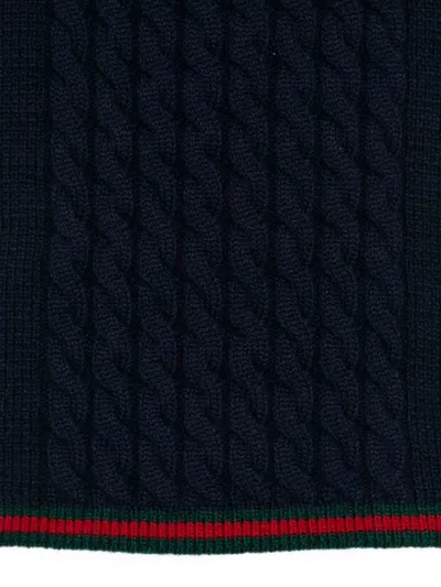 Gucci Scarf With Web Pattern In Blue
