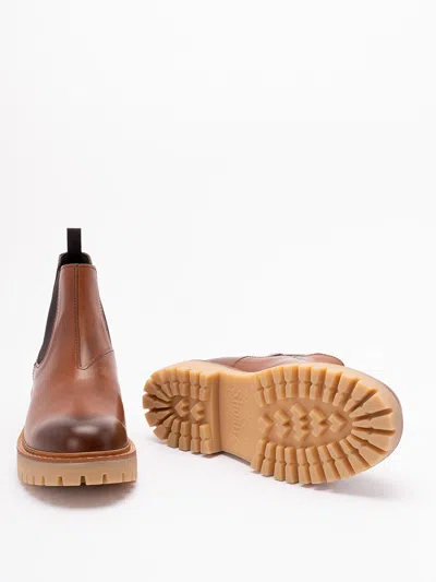 Prada Elastic-panel Leather Chelsea Boots In Brown