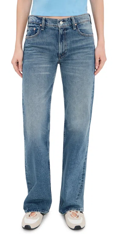 Mother Womens After Midnight The Reifler Straight-leg Denim Jeans In Blue