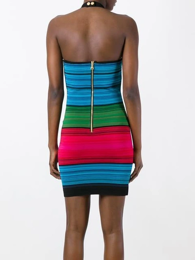 Shop Balmain Halterneck Colour Block Dress