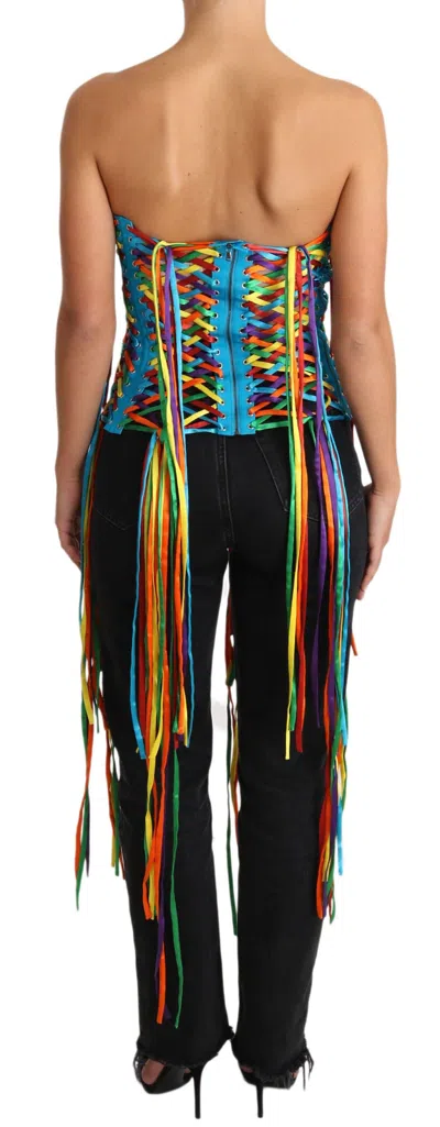 Dolce & Gabbana Multicolor Strings Bustier Polyester Corset  Top In Multi