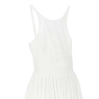 Emporio Armani Long Dress In Poplin With Smocked Motif In White