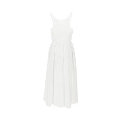 Emporio Armani Long Dress In Poplin With Smocked Motif In White