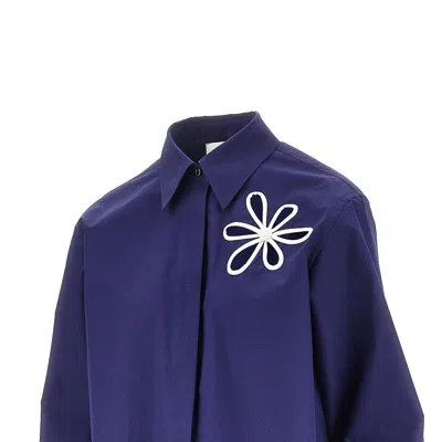 Fendi Poplin Shirt With Cut-out Details In Blue
