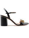 Gucci Black Gg Marmont Heeled Sandals In Black