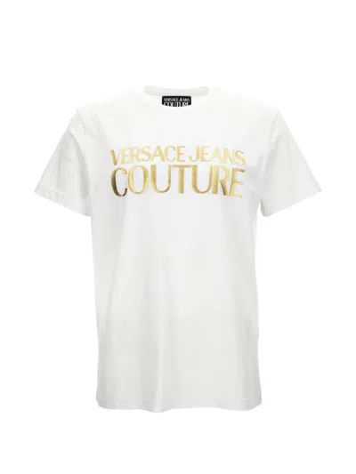 Versace Jeans Couture Short Sleeve Crew Neck Cotton T-shirt In White