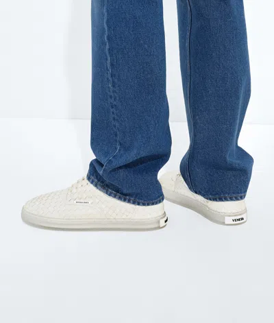 Bottega Veneta White Intrecciato Nappa Leather Serena Sneakers In Neutral
