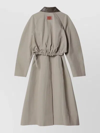 Acne Studios Long Jacket Belted Waist Contrast Collar Pockets In Multi