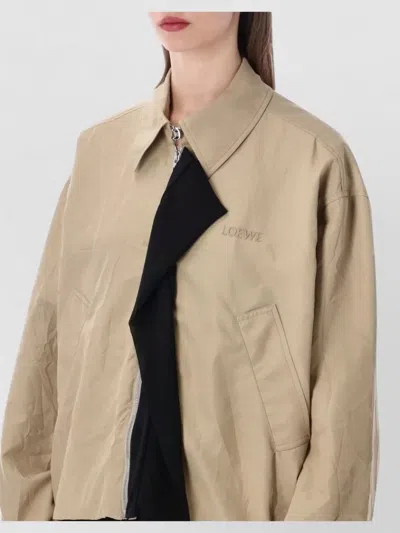Loewe Polyester Jacket Long Sleeves Collared Front Pockets In Nude