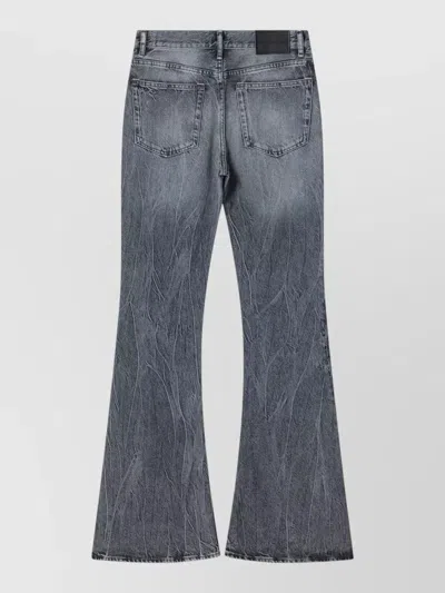 Acne Studios Belt Loop Flared Leg Five Pocket Trousers In Blue