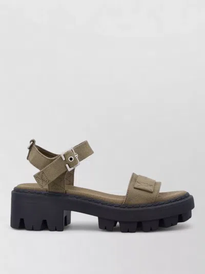 Prada Platform Sandals Ankle Strap Canvas Upper In Multi