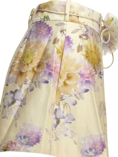 Zimmermann Womens Cream Dahlia Luna Floral-print Silk-blend Shorts Xs In Yellow
