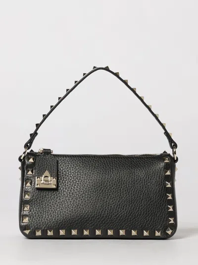 Valentino Rockstud Small Black Grainy Leather Crossbody Bag In Black