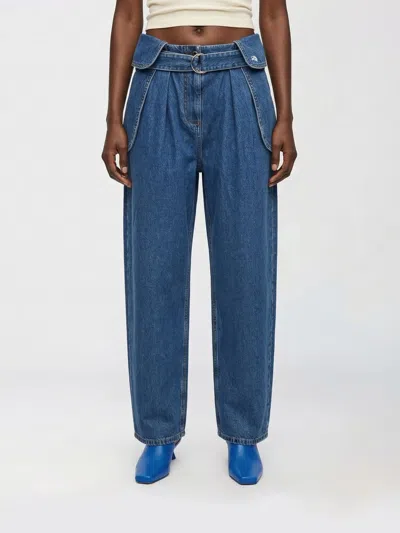 Loewe Womens Light Blue Side-flap Balloon-leg High-rise Jeans