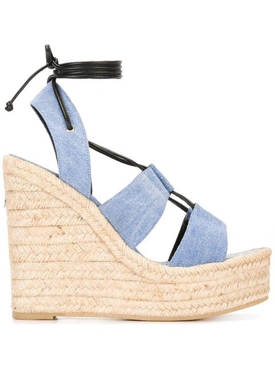 Saint Laurent 'espadrille 95' Lace-up Sandals In Blue