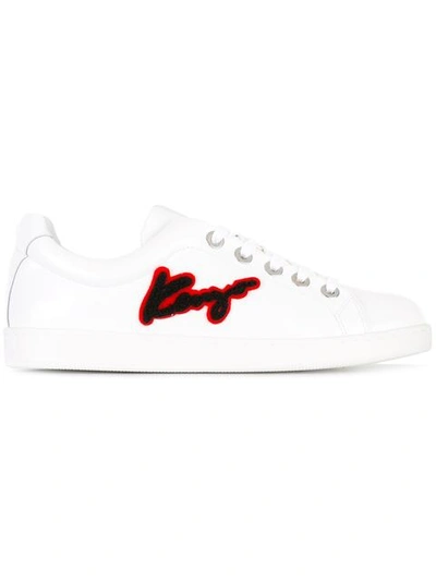 Kenzo Imprime Embroidered Leather Low-top Trainers In White