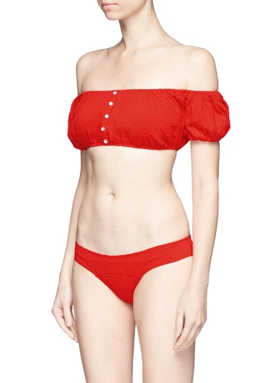 Shop Lisa Marie Fernandez 'leandra' Seersucker Off-shoulder Bikini Set