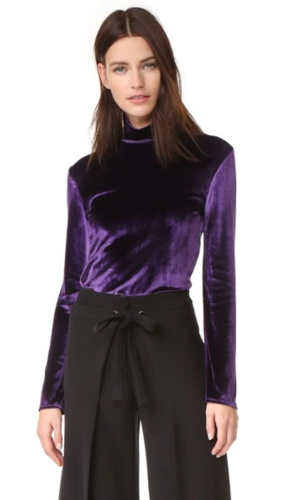 Nina Ricci Velvet Turtleneck Bodysuit In Purple