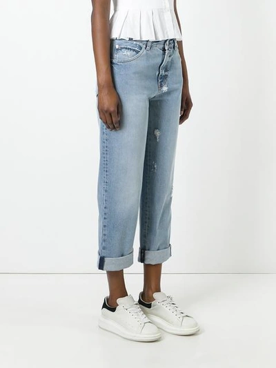 Shop Alexander Mcqueen Distressed Boyfriend Jeans In Blue