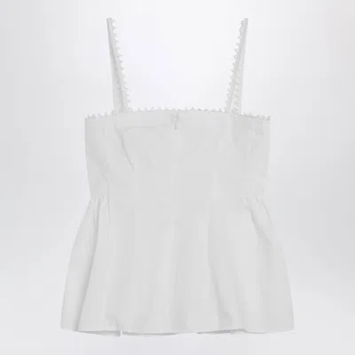 Jacquemus Top Le Haut Traversin White With V-neck And Ruffle Details In Cotton For Women In White