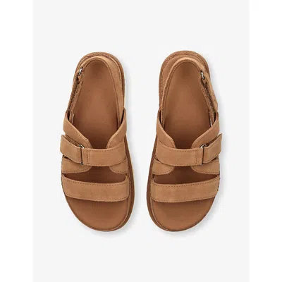 Ugg Goldenstar Flat Slingback Suede Sandals In Brown