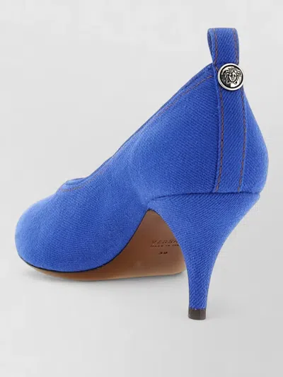 Versace Chic Medium Heeled Pointed Toe Pumps In Blue