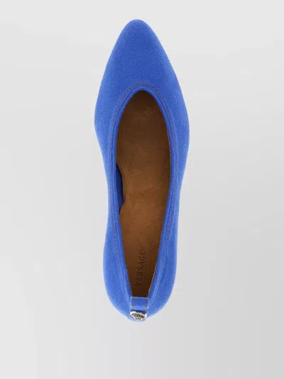 Versace Chic Medium Heeled Pointed Toe Pumps In Blue