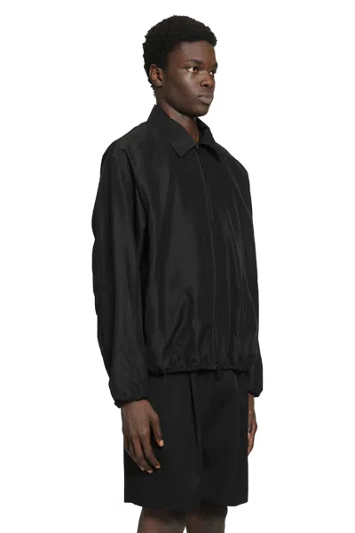 Ssstein Wool Silk Collared Zip Jacket In Black