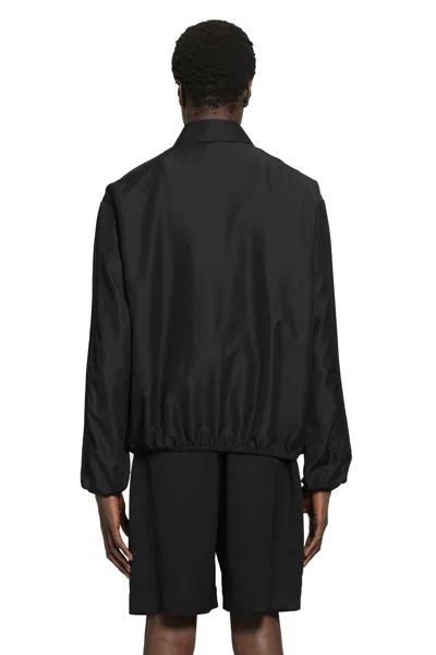 Ssstein Wool Silk Collared Zip Jacket In Black