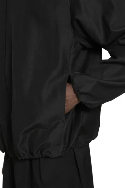 Ssstein Wool Silk Collared Zip Jacket In Black
