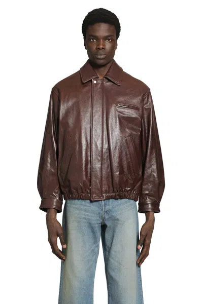 Ssstein Leather Vintage Zip Jacket In Multi